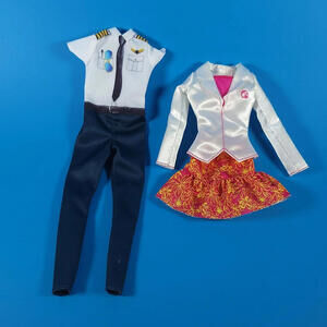 Career Barbie Doll Aviator Pilot Uniform Tie / Doctor Outfit Clothes Only